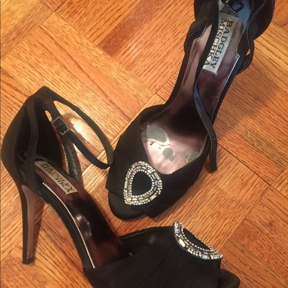 Badgley Mischa Peep Toe Jeweled Heels - Picture 4 of 5